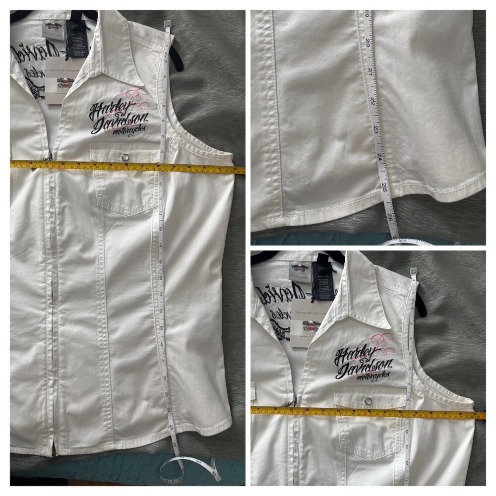 NWT Harley-Davidson Sleeveless Zip-Front Embroidered Shirt White XXL - Picture 6 of 6